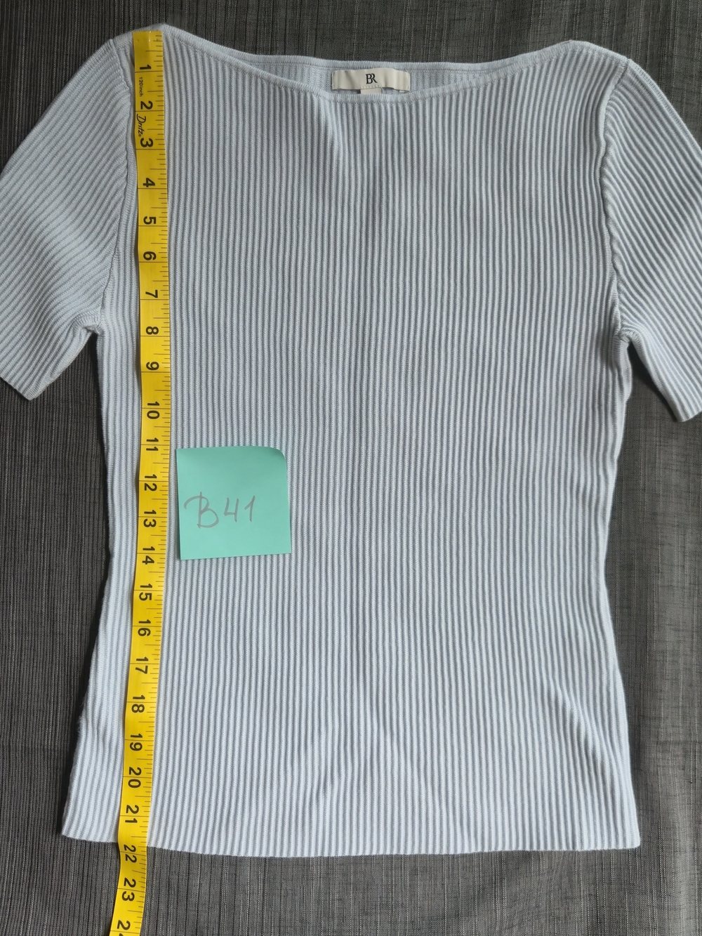 Banana Republic Pale Blue Ribbed Short Sleeve Boatneck Top